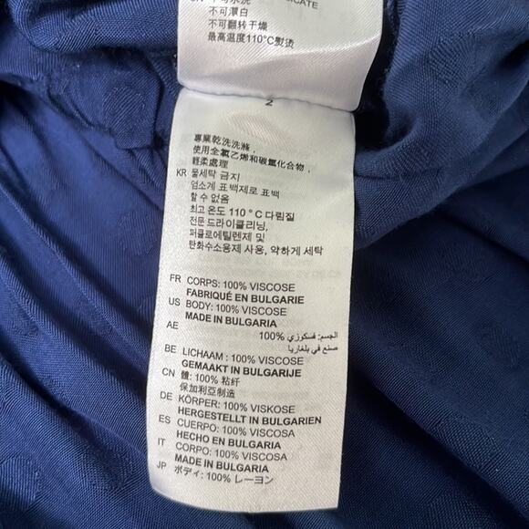 Sandro Lori dot viscose blue polka dot long sleeve draw string dress size 1 - Picture 8 of 8